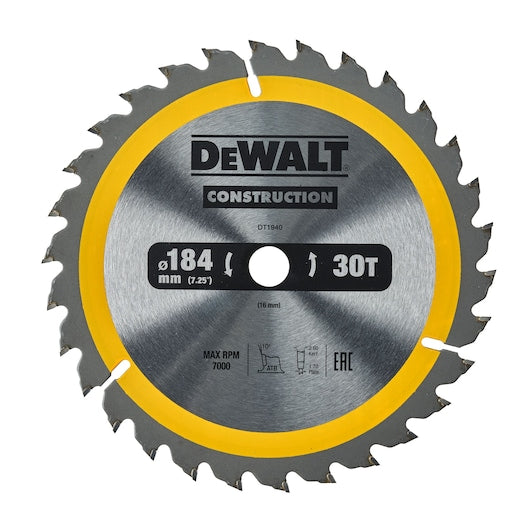 Dewalt DT1940-QZ Dairesel Testere Bıçağı Sabit Genel Amaçlı 184x16mm 30 Diş (AC)