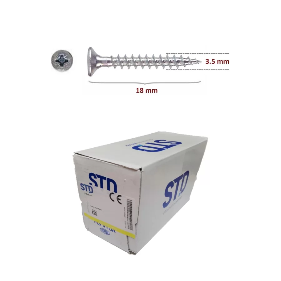 STD Ağaç ve Sunta Vidası 3.5x18 Kutu 1000 Adet