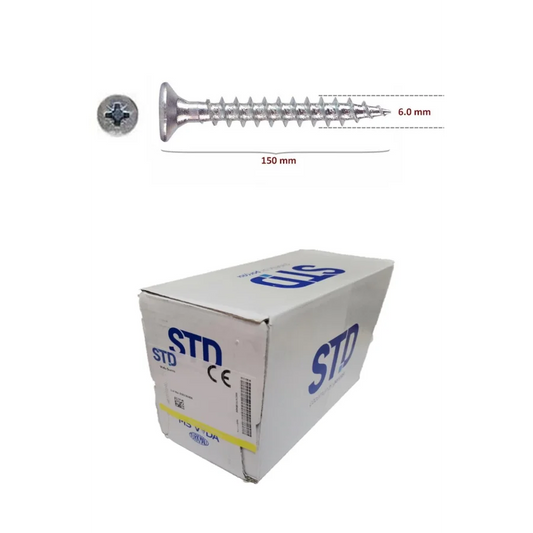 STD Ağaç ve Sunta Vidası 6x150 Kutu 50 Adet