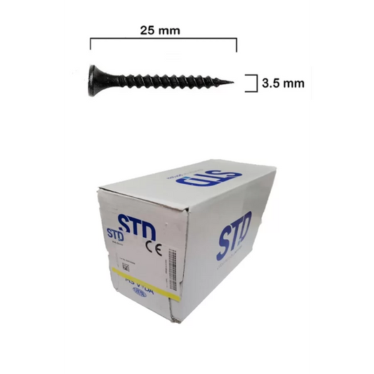 STD Sivri Uçlu Siyah Alçıpan Vidası 3.5x25 Paket 1000 Adet