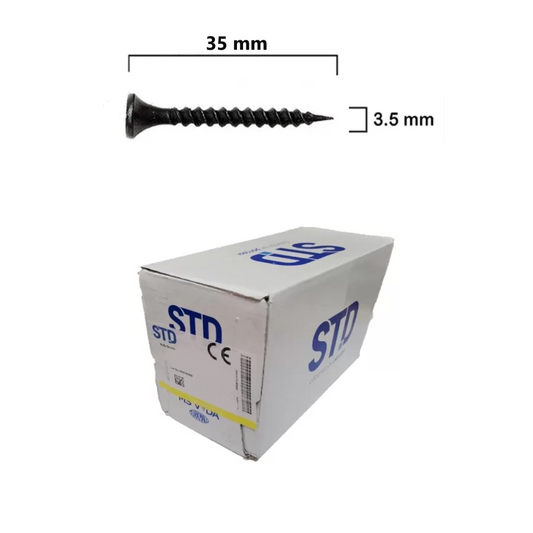 STD Sivri Uçlu Siyah Alçıpan Vidası 3.5x35 Paket 1000 Adet