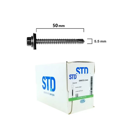 STD Trapez Çatı Vidası Pullu 5.5x50 Paket 200 Adet